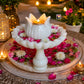 Luxury White Marble Lotus Urli Bowl with Pedestal Stand – Floating Candle & Flower Centerpiece for Elegant Home Décor