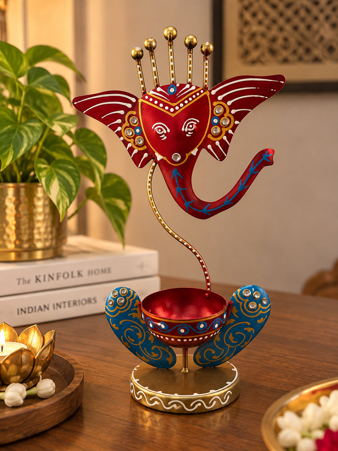 Ganesha Glow – Hand-Painted Decorative Tealight Holder