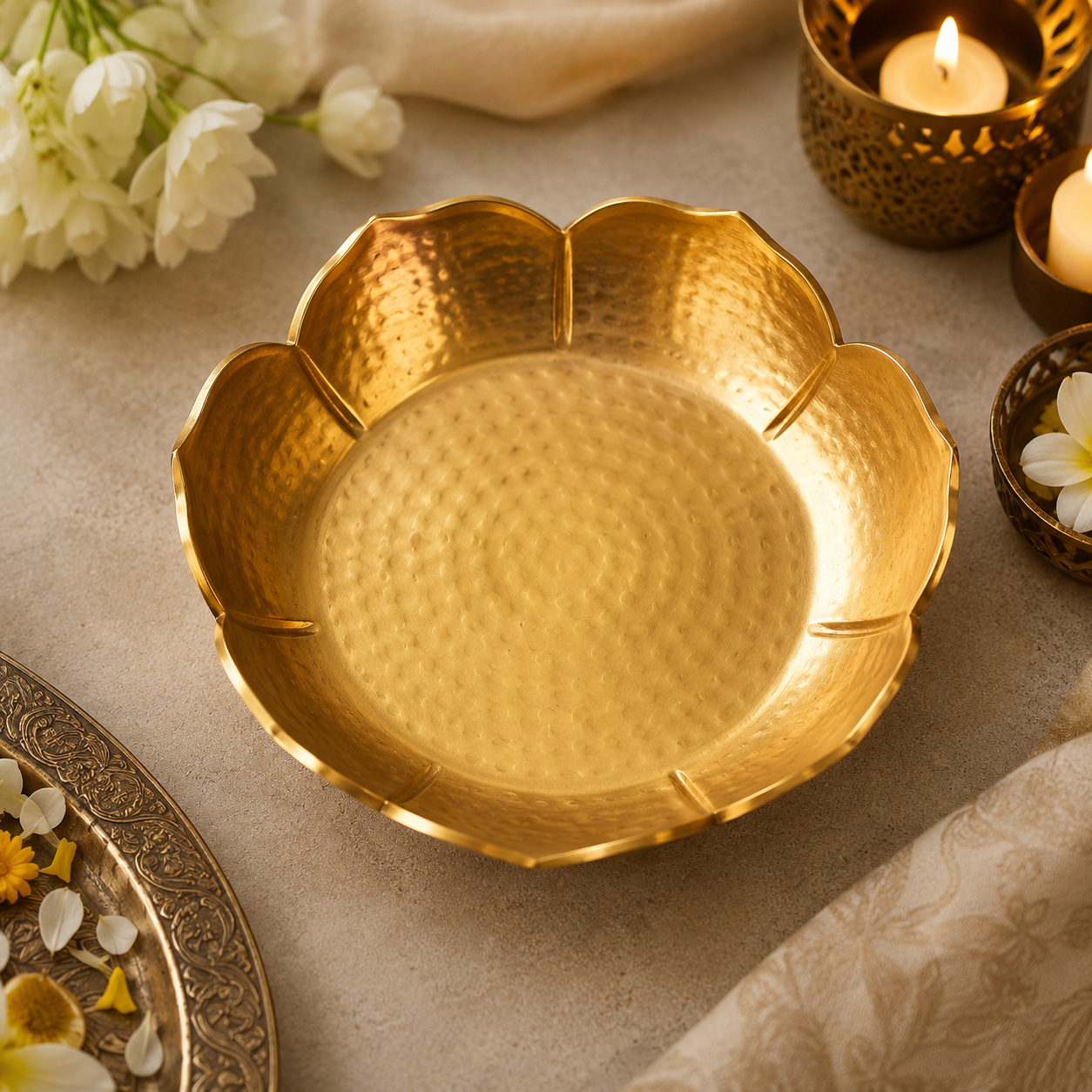 Handcrafted 10 Inch Lotus Urli Bowl