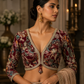 Indian Designer Red beads Saree Lehenga Blouse Sleeveless sabyasachi style.