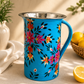 Hand-Painted Blue Floral Jug & Glass Set
