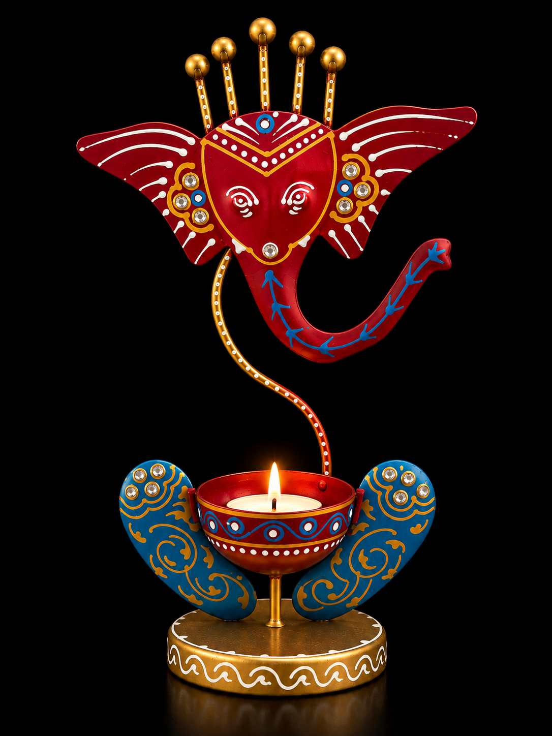 Ganesha Glow – Hand-Painted Decorative Tealight Holder