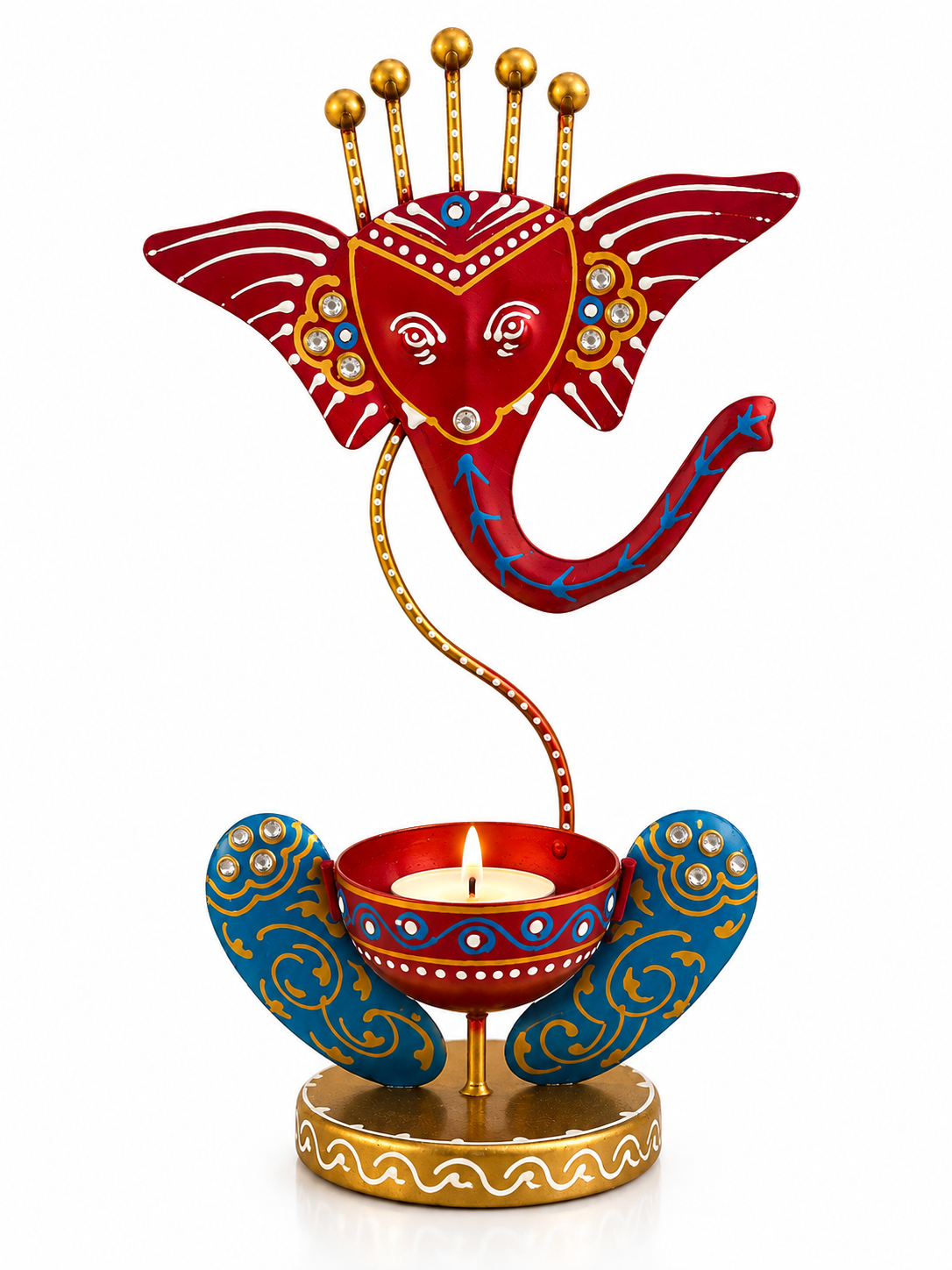 Ganesha Glow – Hand-Painted Decorative Tealight Holder
