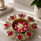 Golden Lotus Diya Urli Centerpiece with 8 Tealight Holders