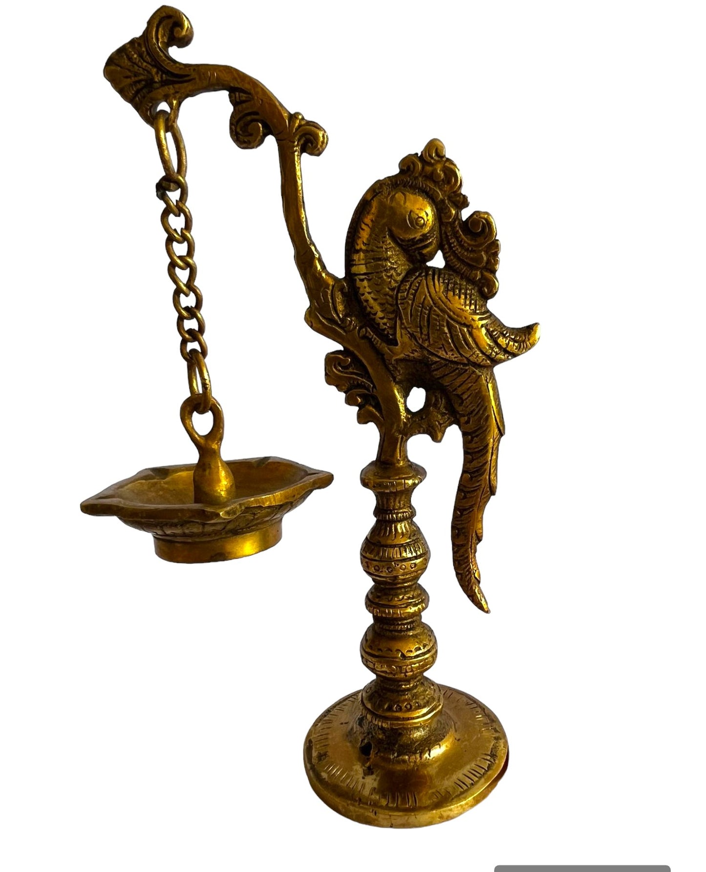 Ornate Brass Peacock Diya Stand: A Touch of Tradition