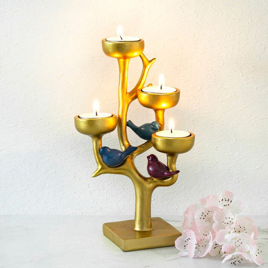 birds candle lit stand