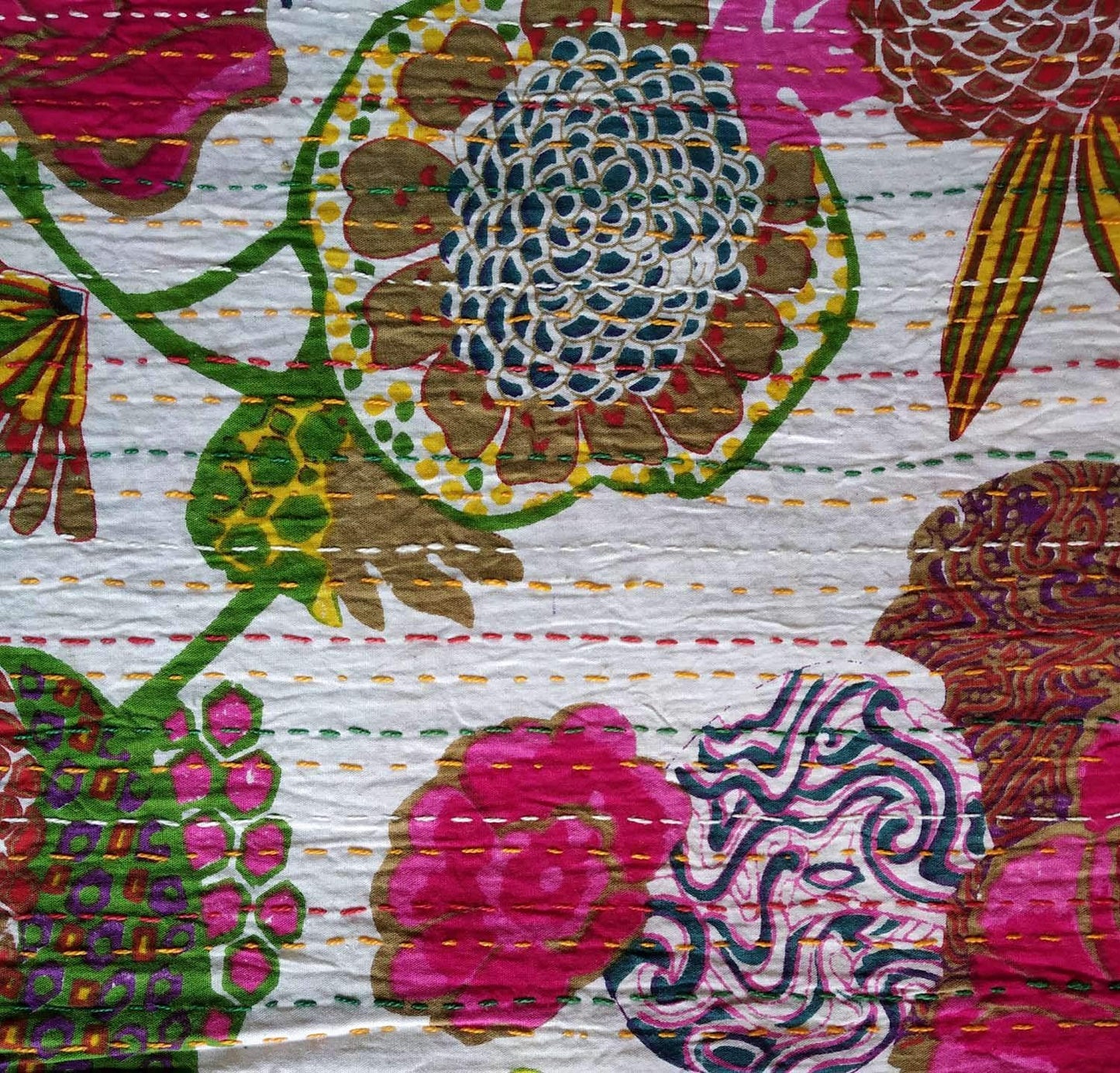 Handstitched Floral printed throw.