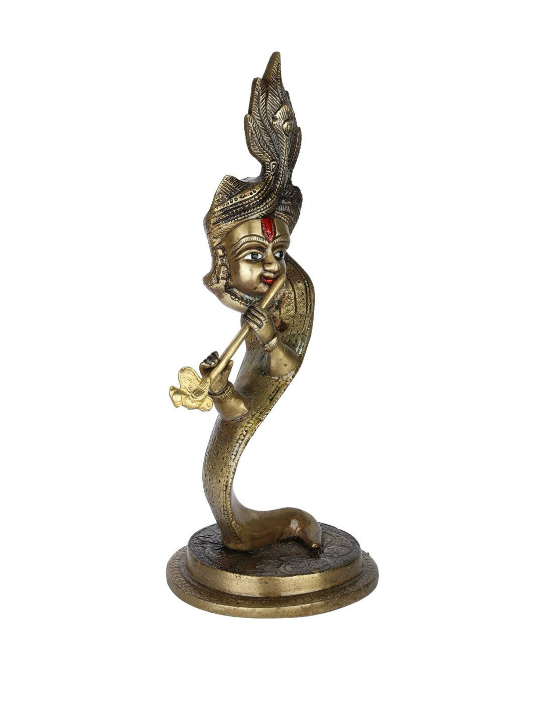 Brown & Gold-Toned Krishna Floating Brass Statue