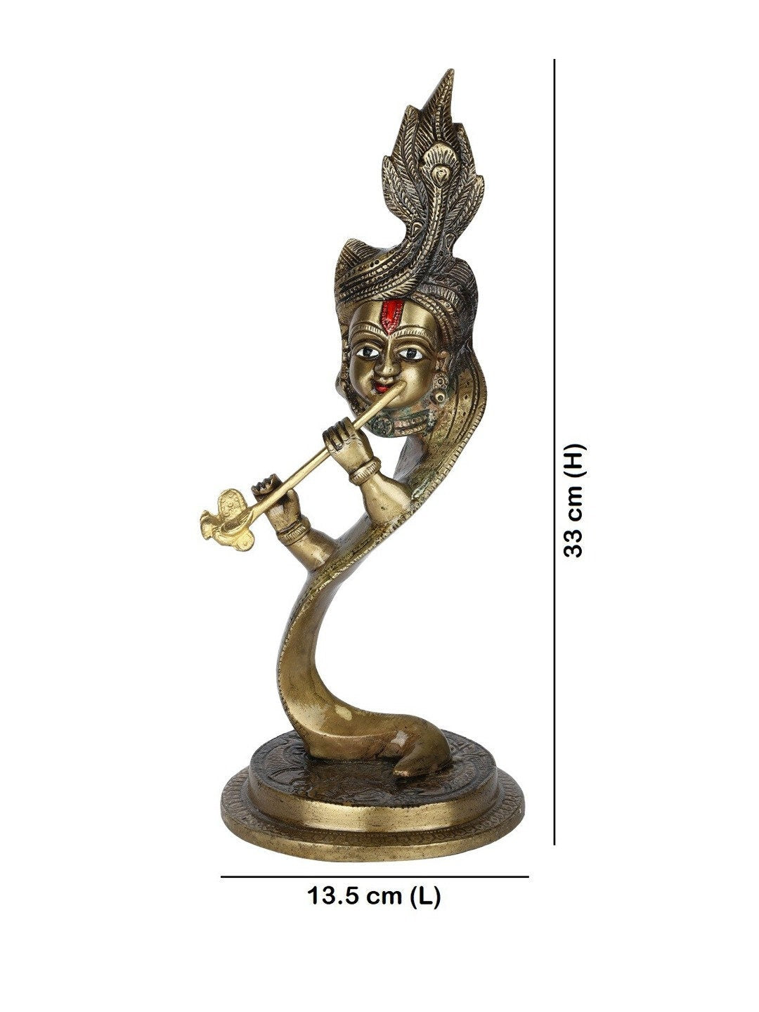 Brown & Gold-Toned Krishna Floating Brass Statue