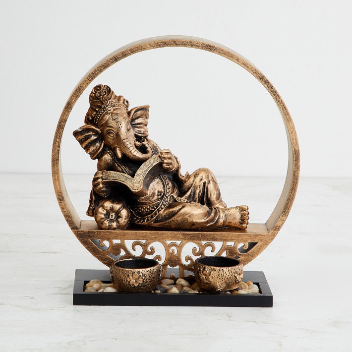 Ganesha With Book Figurine