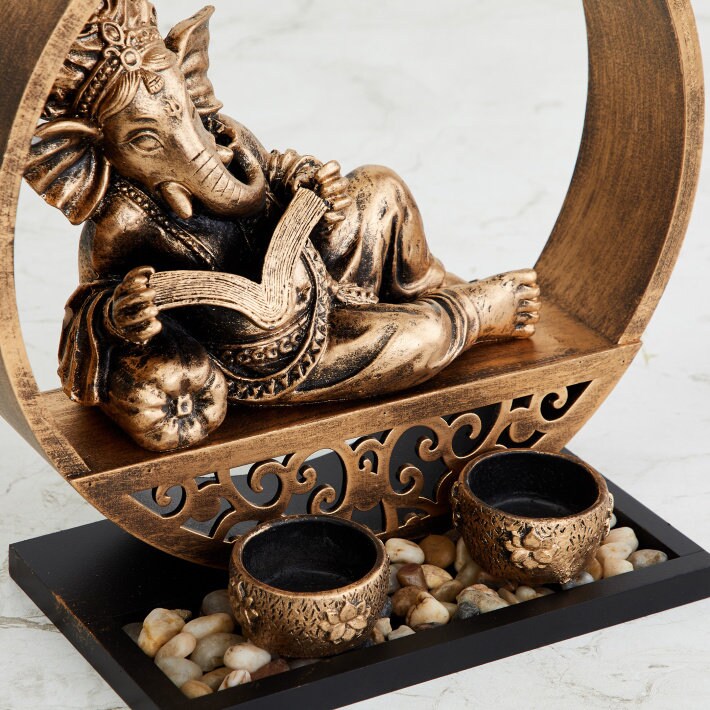 Ganesha With Book Figurine