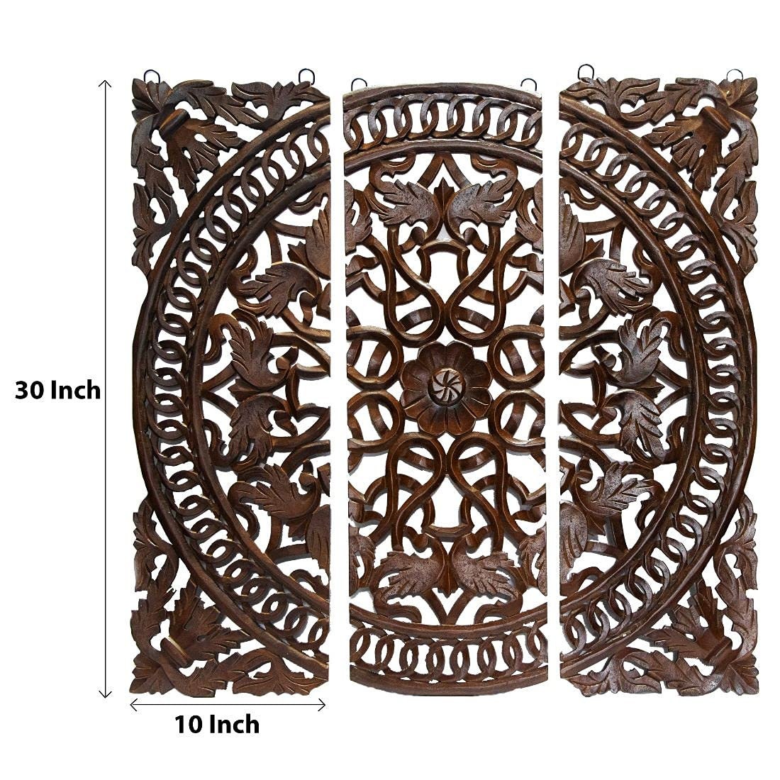 Handcrafted wooden square panel 3 pcs set