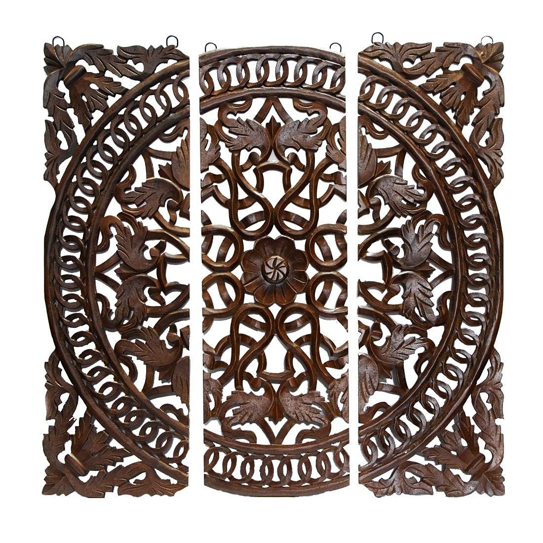 Handcrafted wooden square panel 3 pcs set