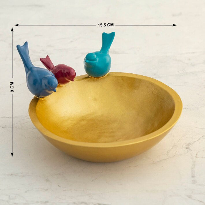 Bird Detailed Polyresin Decorative Bowl