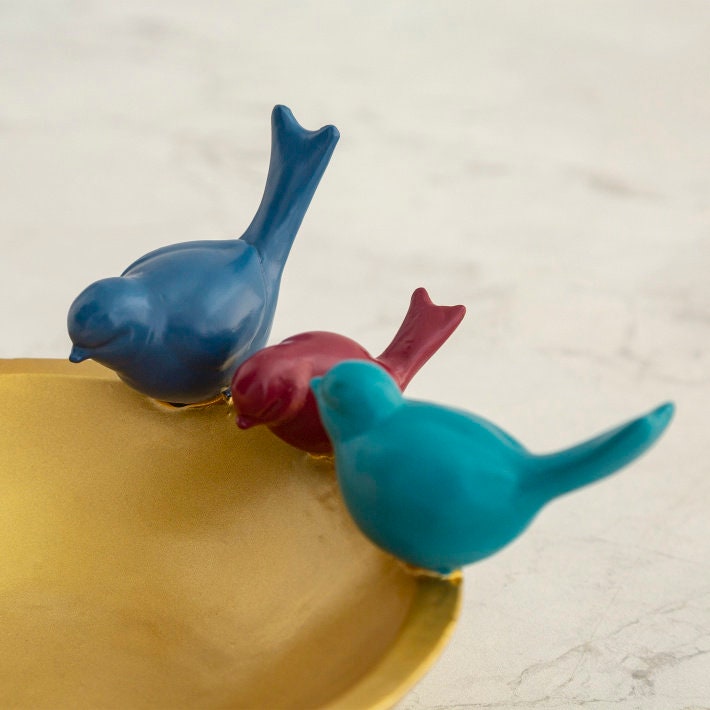 Bird Detailed Polyresin Decorative Bowl