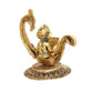Antique golden aluminium metal Lord Ganesha reading Ramayana Statue Seated