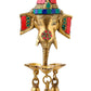 Brass Ganesha Wall Hanging with Lamp and Stonework