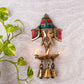 Brass Ganesha Wall Hanging with Lamp and Stonework