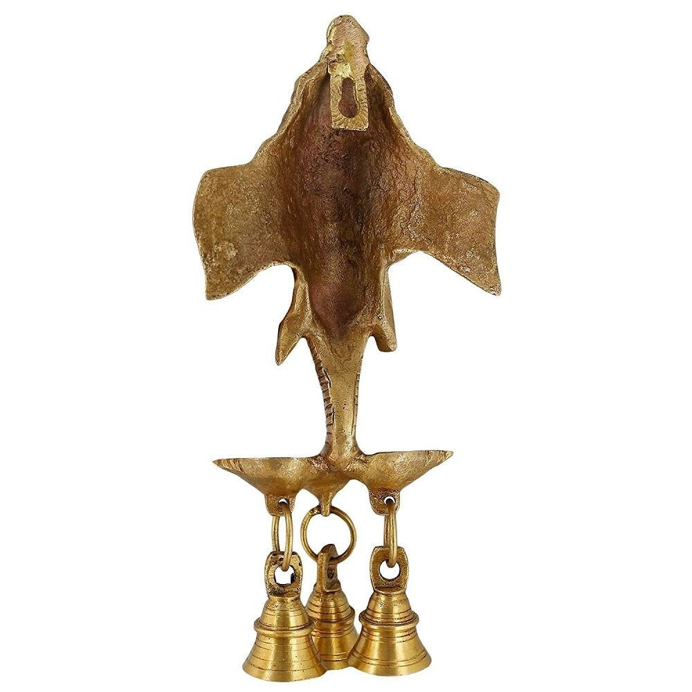 Brass Ganesha Wall Hanging with Lamp and Stonework
