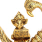 Antique golden aluminium metal Lord Ganesha reading Ramayana Statue Seated