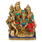 Brass Lord Shiva, Parvati, Kartikeya and Ganesha Idol - Shiv Family Parivar Idol - With stonework