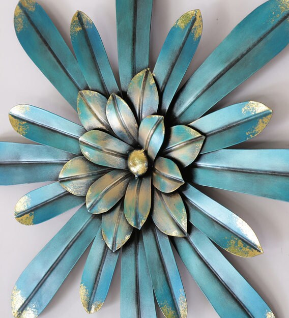 Iron Metal Decorative Flower Wall Hanging Art - Set of 3