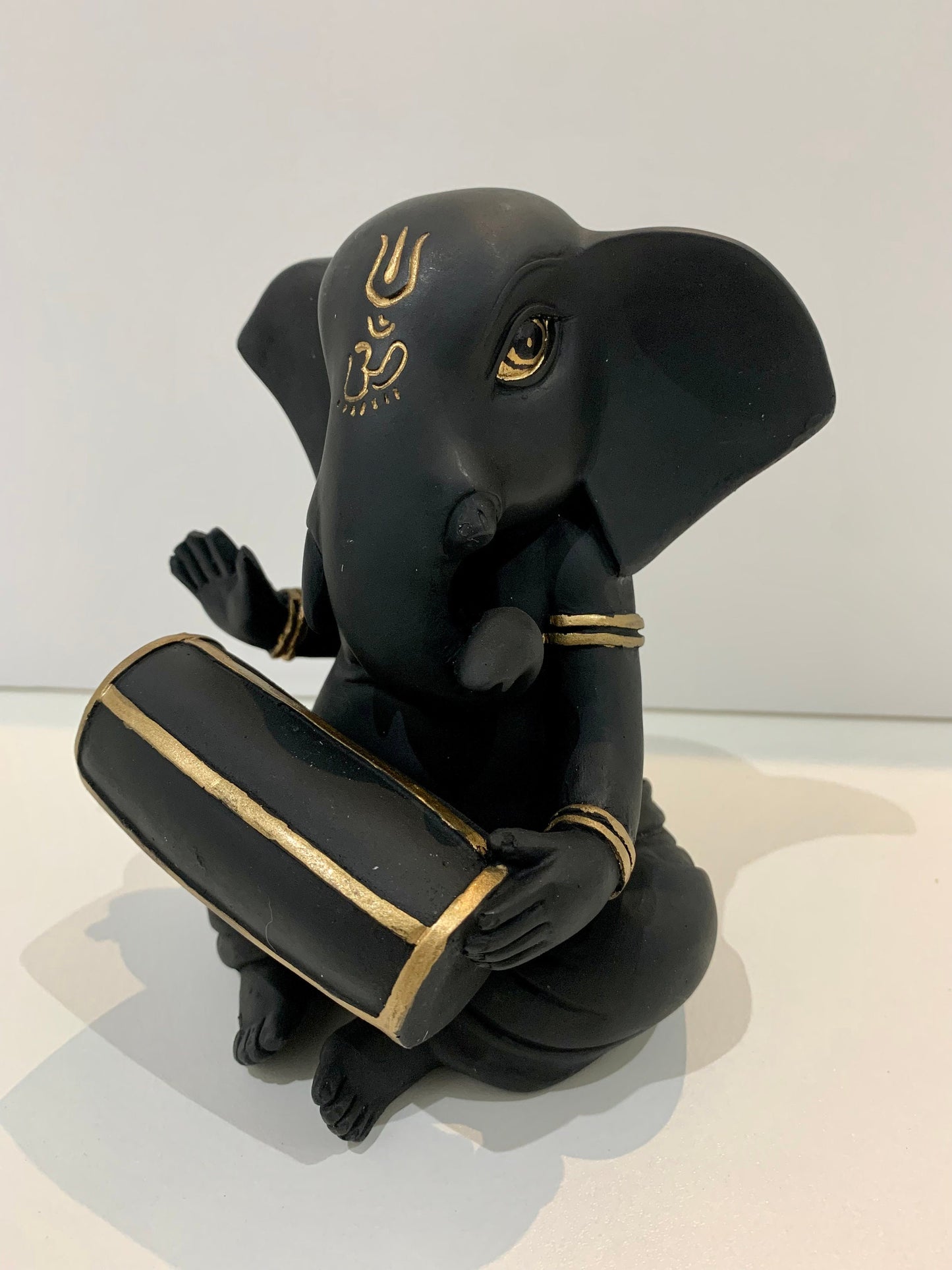 Black Ganesha with Dholak Figurine