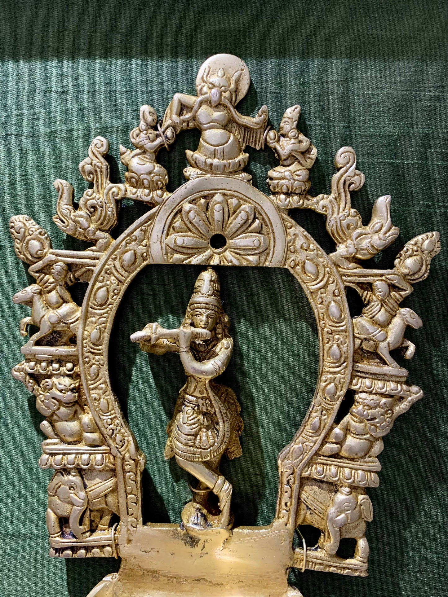 Handcrafted Brass Krishna Prabhavali with wooden frame