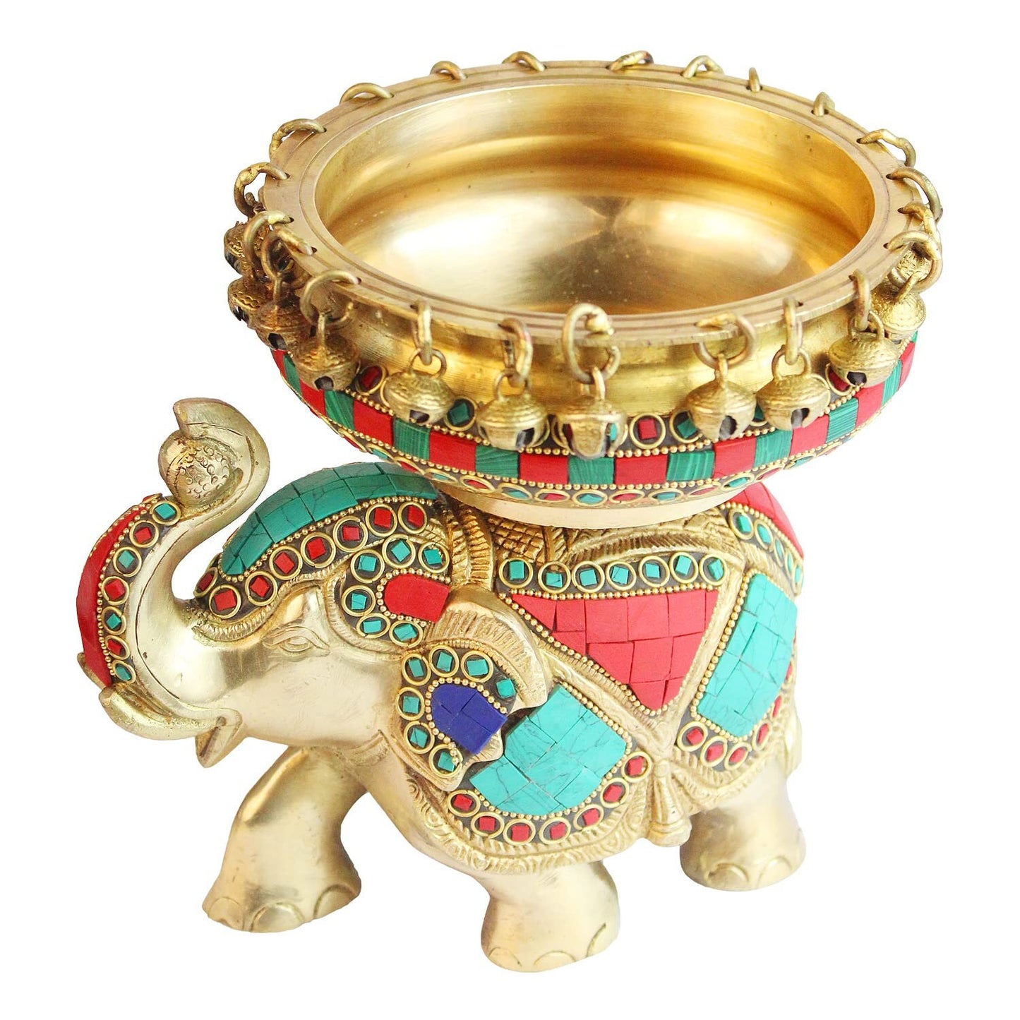 Brass unique elephant urli with bells