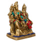 Brass Lord Shiva, Parvati, Kartikeya and Ganesha Idol - Shiv Family Parivar Idol - With stonework