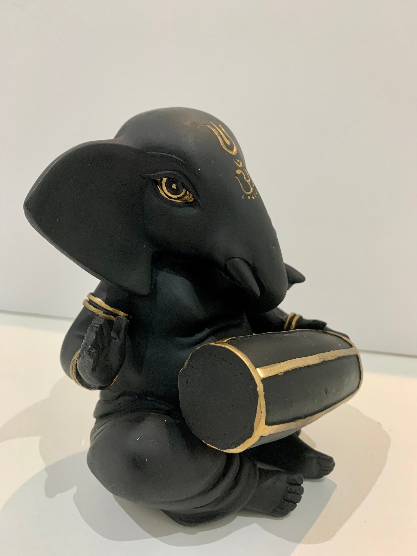 Black Ganesha with Dholak Figurine