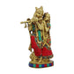 Radha Krishna Brass with Multicolor Gemstone Handwork Statue 8 inches