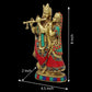 Radha Krishna Brass with Multicolor Gemstone Handwork Statue 8 inches