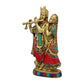 Radha Krishna Brass with Multicolor Gemstone Handwork Statue 8 inches
