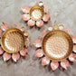 Peacock decorative bowl (Urli) Gold with pink shade
