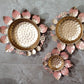 Peacock decorative bowl (Urli) Gold with pink shade