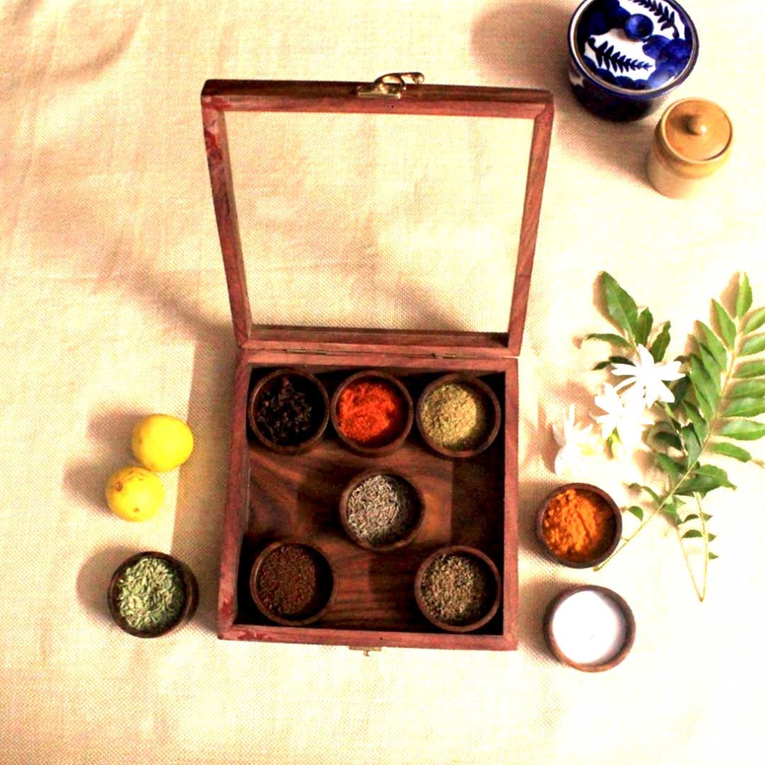 Rosewood condiments or spice box