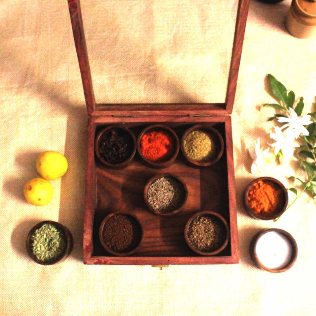 Rosewood condiments or spice box