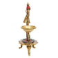 Brass Multicolor Bird Peacock Traditional Hanging Bell Diya Oil Lamp Stand Diwali Puja Home Office Temple , 8 Inches