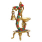 Brass Multicolor Bird Peacock Traditional Hanging Bell Diya Oil Lamp Stand Diwali Puja Home Office Temple , 8 Inches