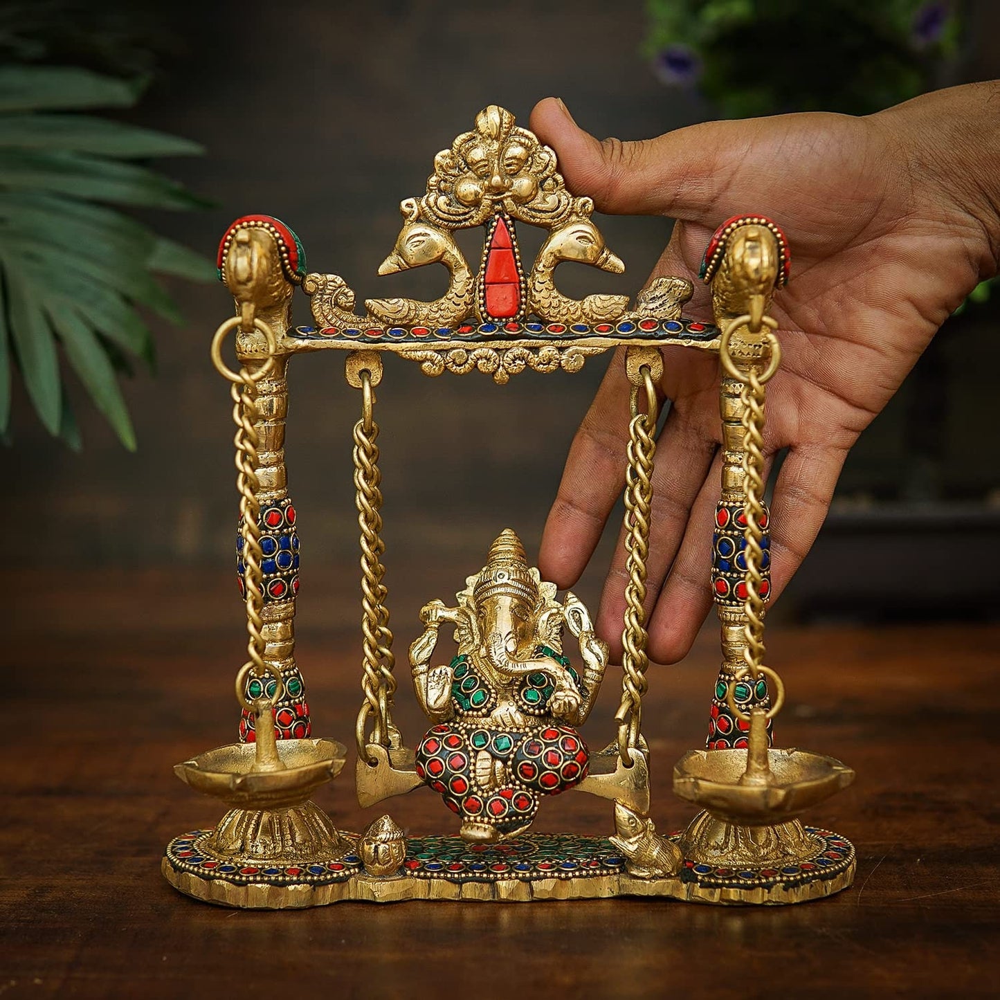 Brass Ganesha On Swing Idol