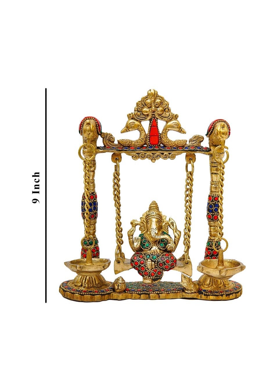 Brass Ganesha On Swing Idol