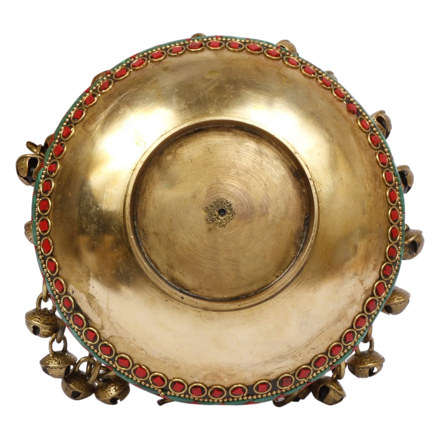 Hanging Bells Design Brass colured stone Urli decorative bowl