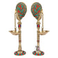 Brass Pair of Bird Peacock Hanging Chain Diya Oil Lamp Stand, 9 Inches