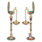 Brass Pair of Bird Peacock Hanging Chain Diya Oil Lamp Stand, 9 Inches