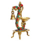 Brass Multicolor Bird Peacock Traditional Hanging Bell Diya Oil Lamp Stand Diwali Puja Home Office Temple , 8 Inches