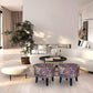Cotton Canvas Side Stool Printed Ottoman Upholstered Foam Cushioned Pouffe Puffy Coffee Table for Living Room with 4 Wooden Legs.