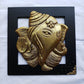 Handcrafted Shankh Ganehsa Wall Art Made Of Brass Metal Cladding With Carved Wood