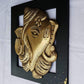 Handcrafted Shankh Ganehsa Wall Art Made Of Brass Metal Cladding With Carved Wood