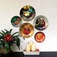 Hand crafted Madhubani Art Ceramic Plates with Stand, Decorative Wall Plates